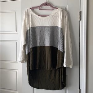 Mint julep color block waffle top